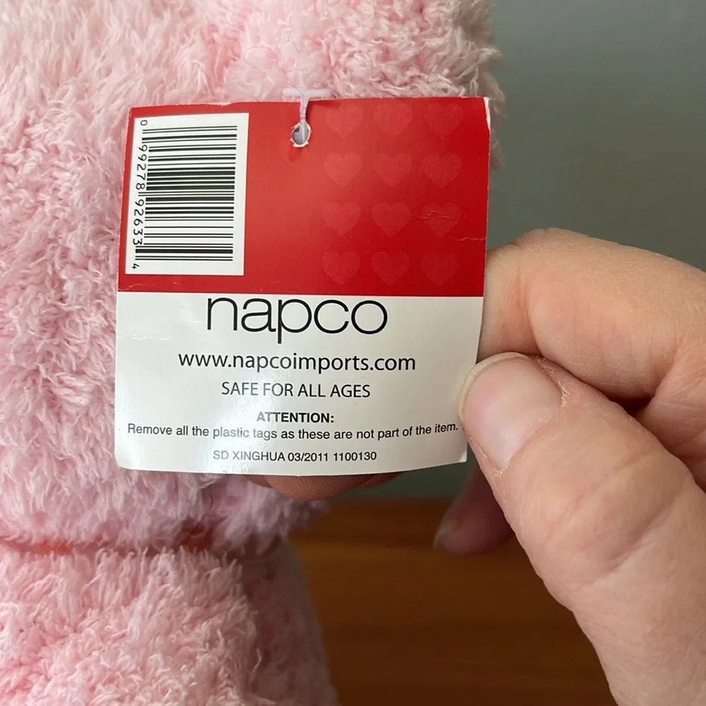 Napco soft cuddly pink teddy bear 12”, suitable for all ages, pristine condition